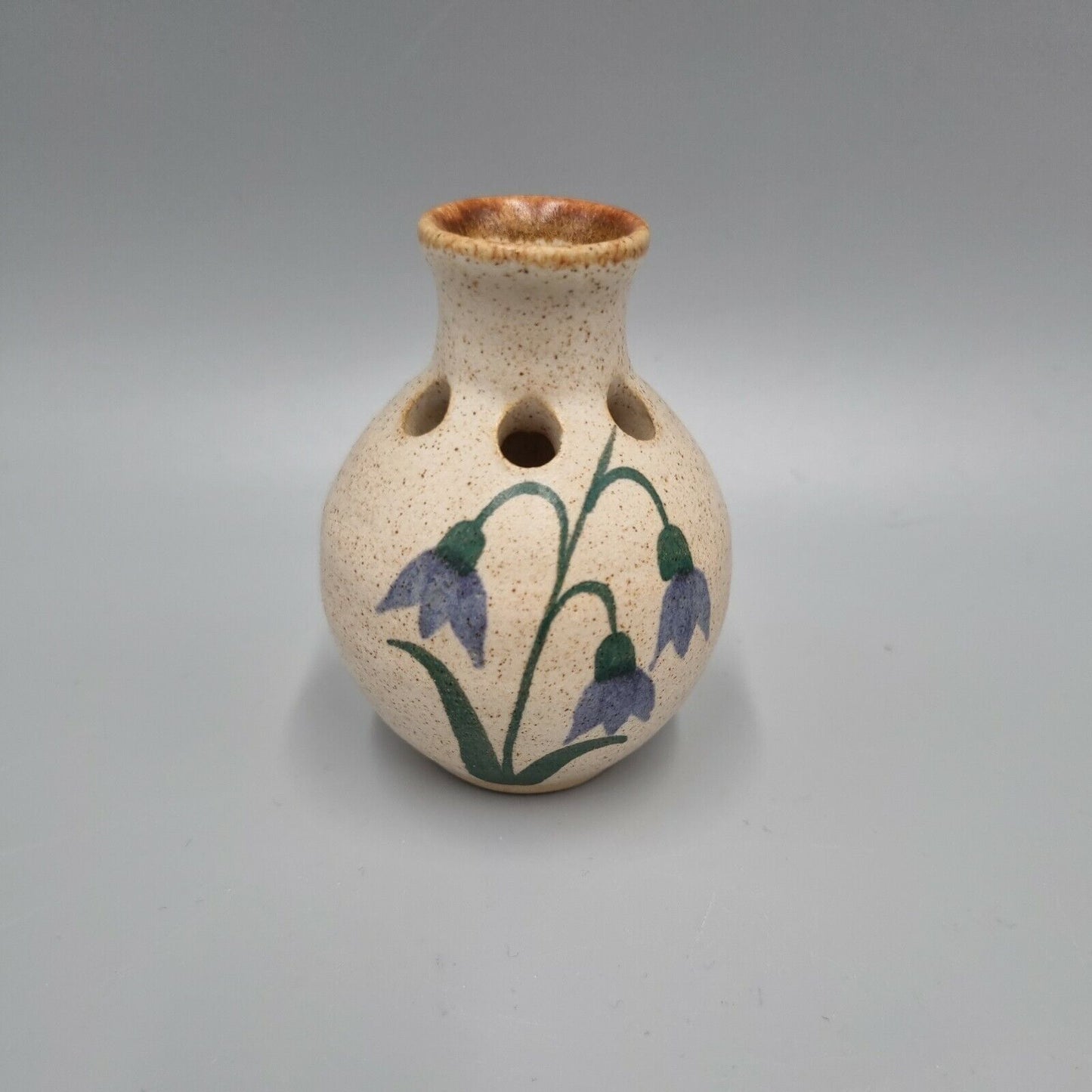 Small Studio Pottery Posy/ Bud Vase, Bluebell decor, Impressed MA Made in Wales