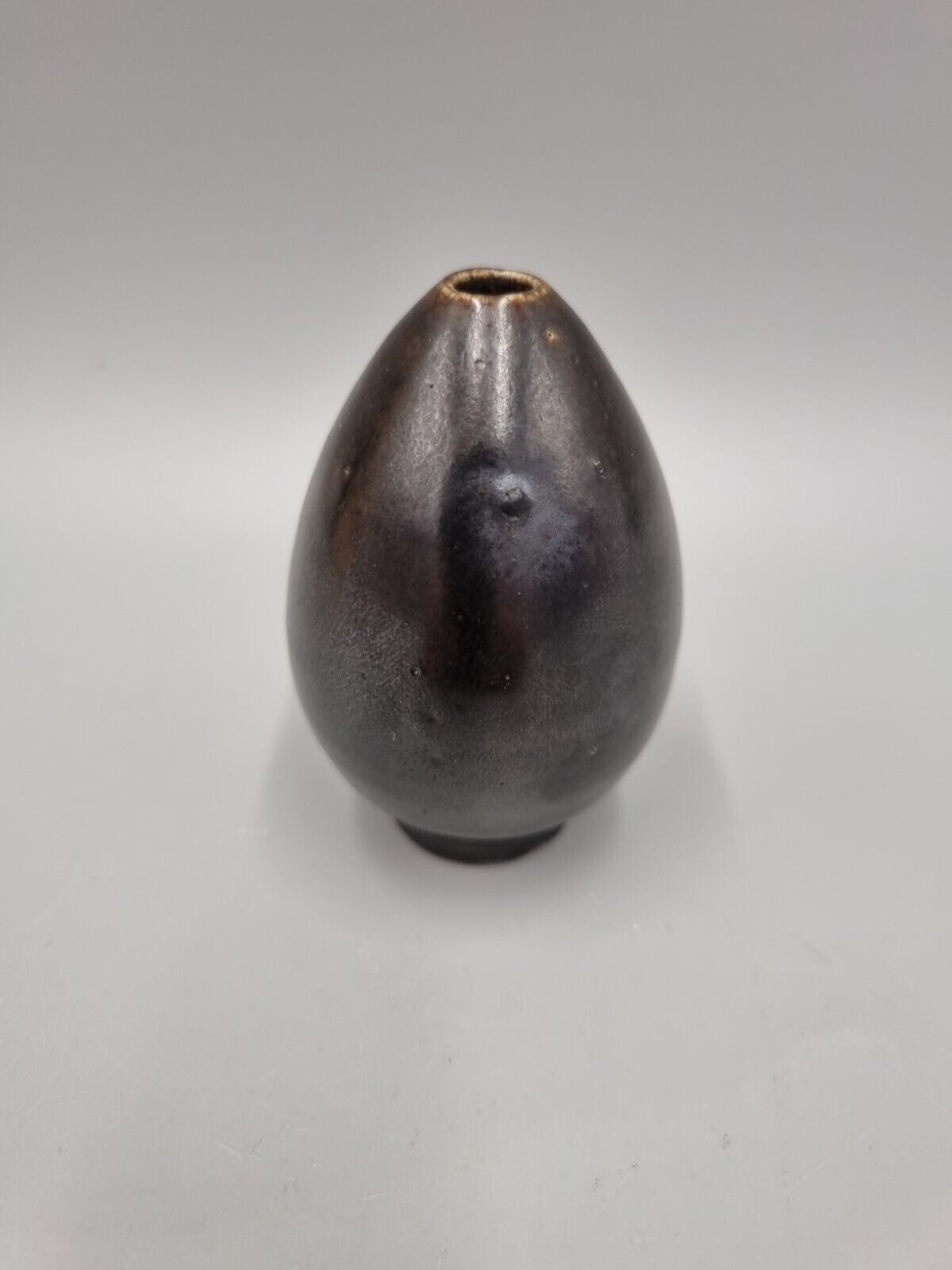 A Hoganas Pottery Swedish Miniature Footed Ovoid Vase, Scandinavian, MCM.