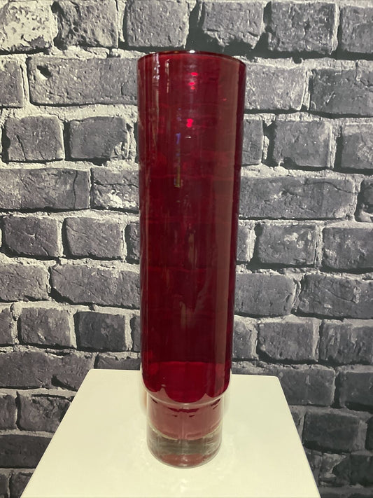 An Alsterfors Swedish Red Glass Cased Vase Vintage 1960s / 70’s, VGC.