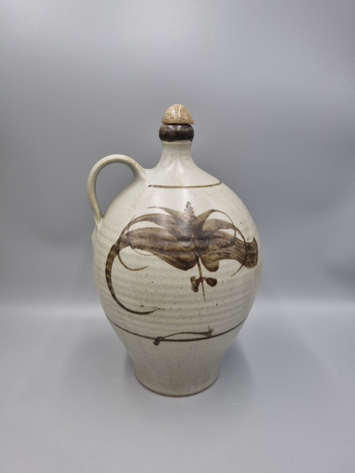 A Studio Pottery Stoneware Flagon, Impressed Makers Mark To Base. Screw Top.