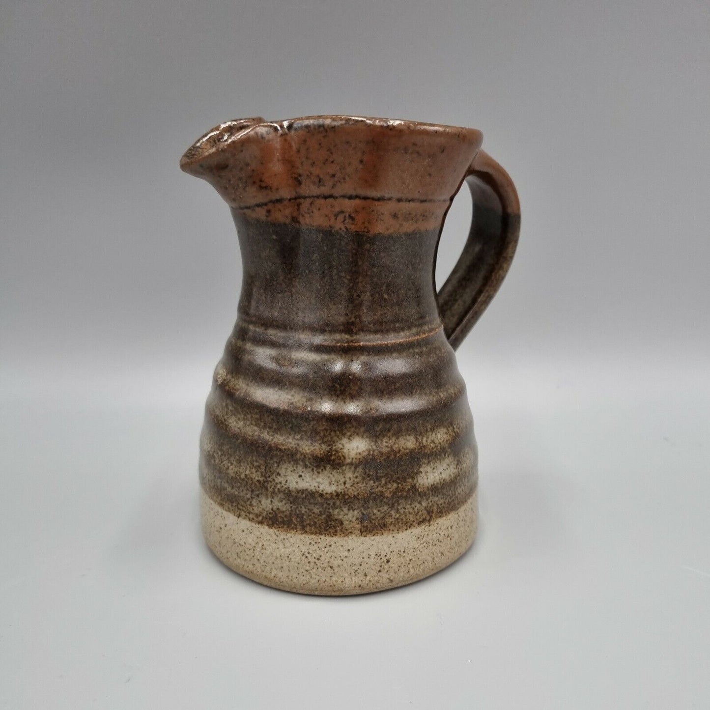 A John Jelfs Studio Pottery Small Banded Stoneware Jug / Pitcher, Swan Mark