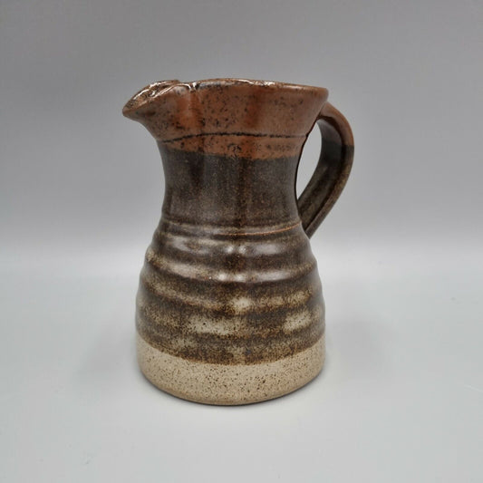 A John Jelfs Studio Pottery Small Banded Stoneware Jug / Pitcher, Swan Mark