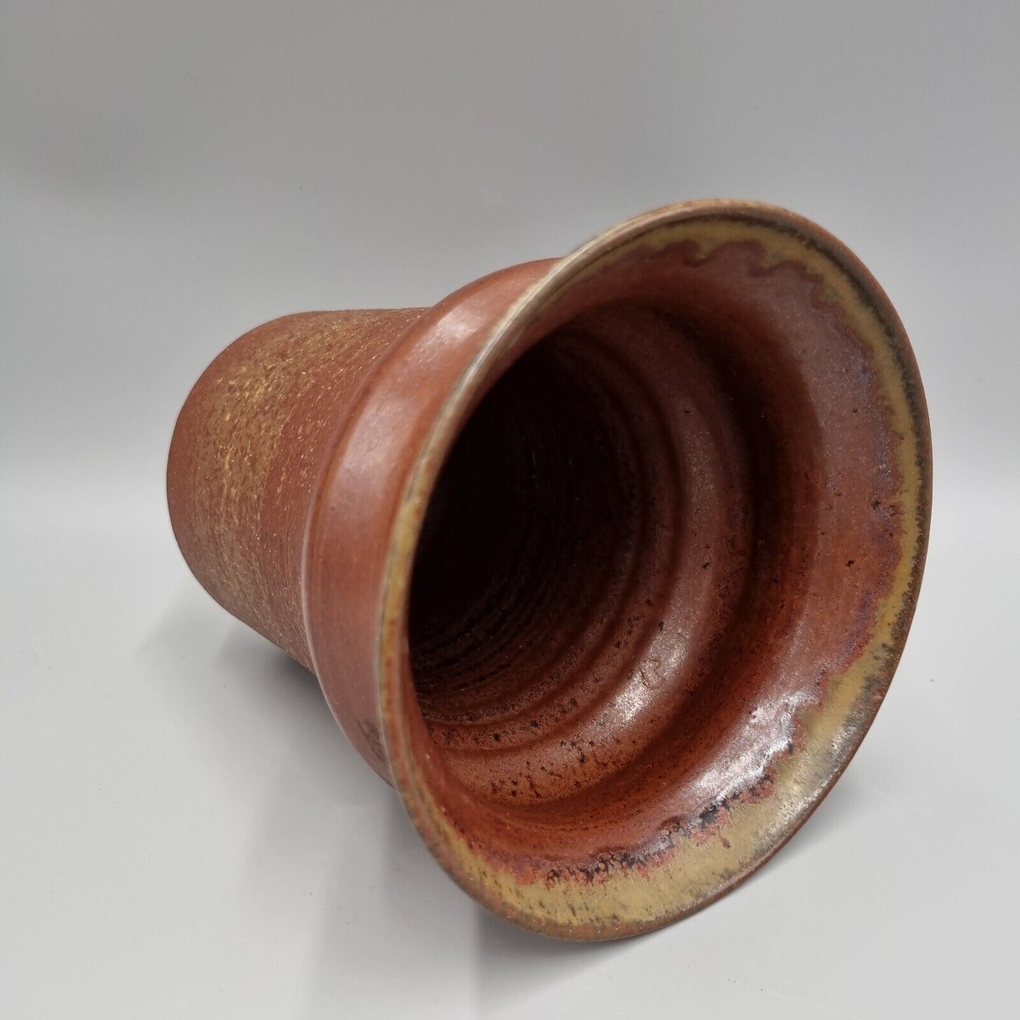 A Peter Lane Studio Pottery Flared Mouth Cylinder Vase, Incised Signature, VGC.