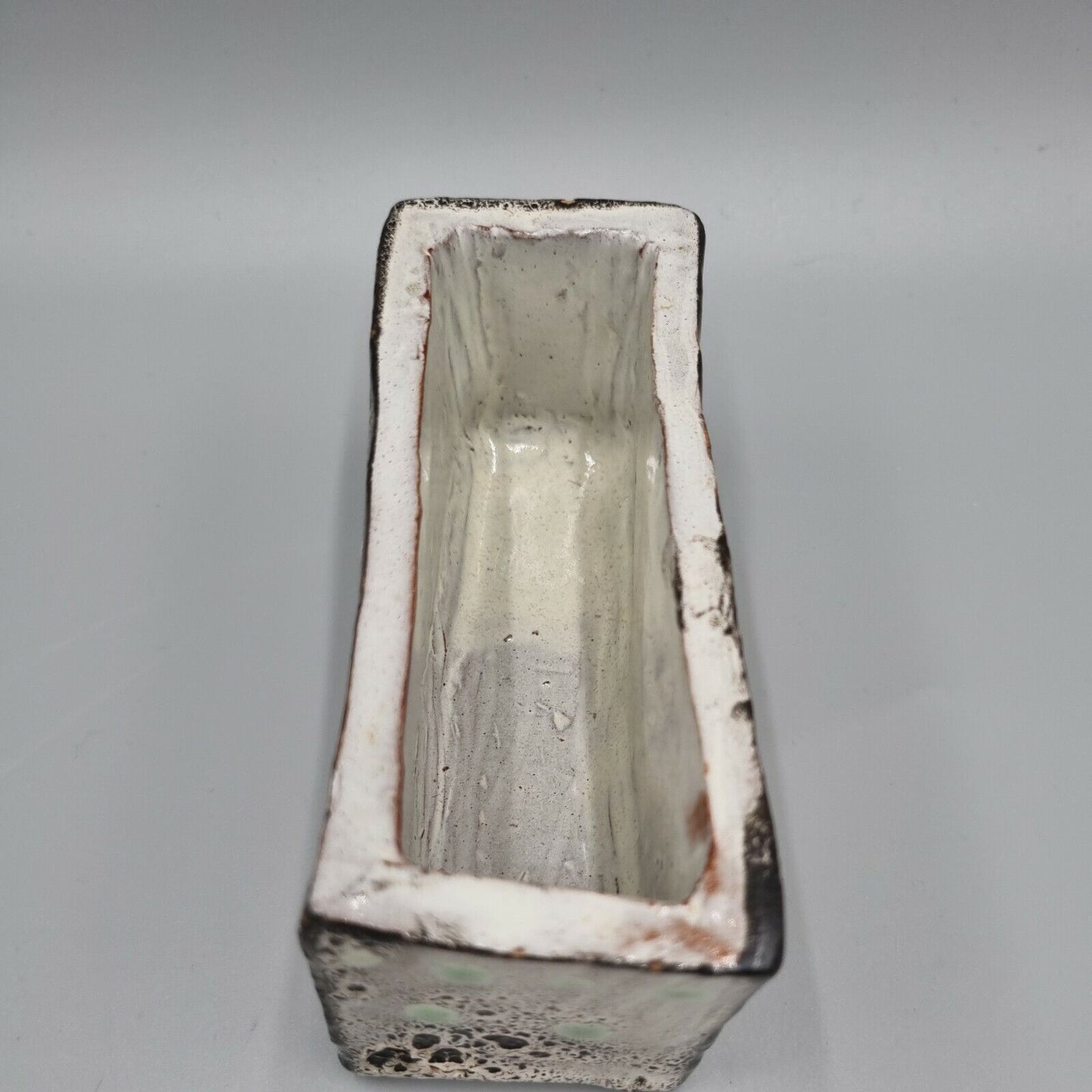 A Pottery Slab Vase, Rectangular Abstract Decoration. VGC.