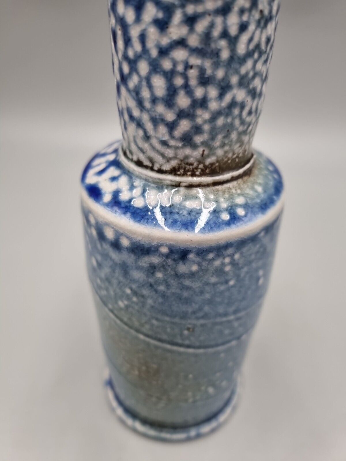 A Trevor Chaplin Studio Pottery Soda Glazed Double Cylinder Vase.