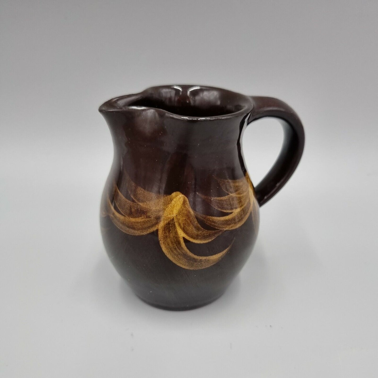 A Small Studio Pottery Jug, Brush Decoration, Signed To Base. VGC.