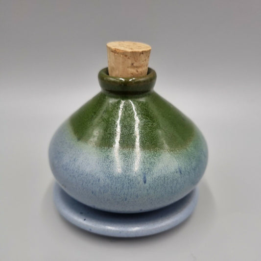 A Studio Pottery Bulb Pot / Vase And Dish, Unmarked, Very Good Condition.