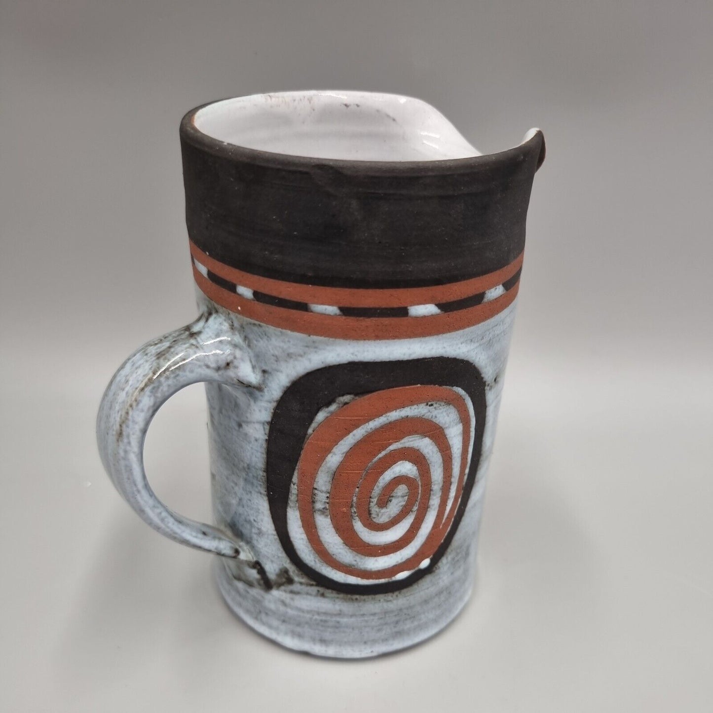 A Briglin Studio Pottery Water / Milk Jug / Pitcher. Spiral Decoration. VGC