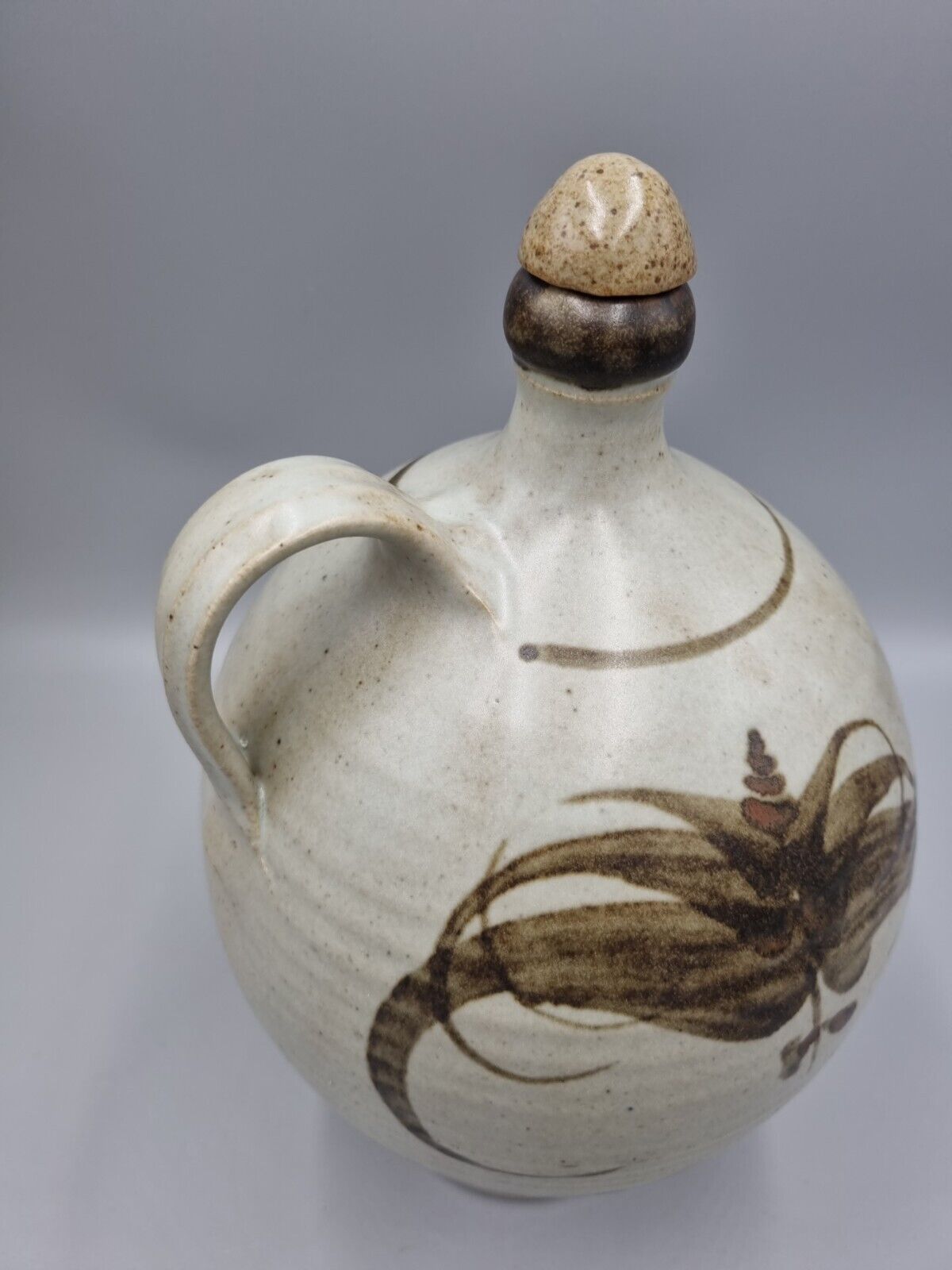 A Studio Pottery Stoneware Flagon, Impressed Makers Mark To Base. Screw Top.