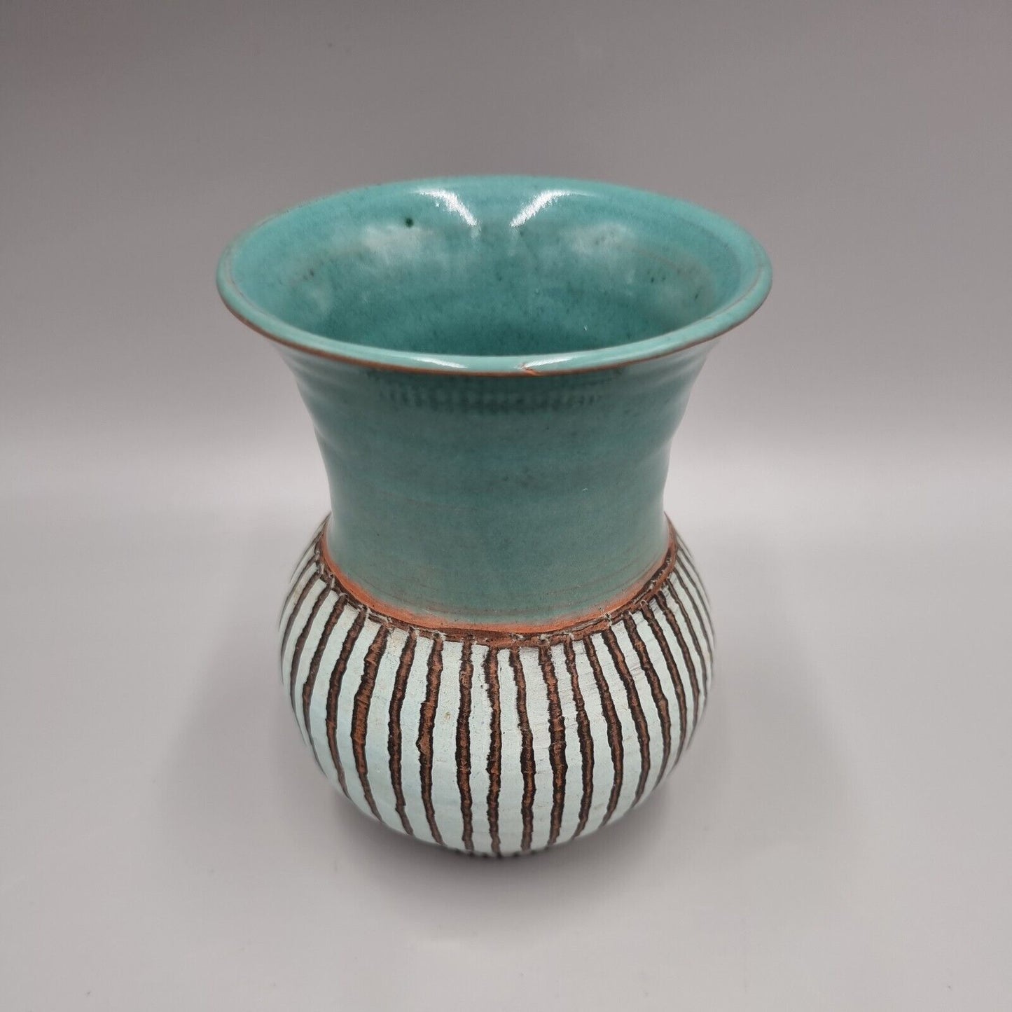 A Jackie Walton Studio Pottery Vase with Flared Mouth, Incised To Base.