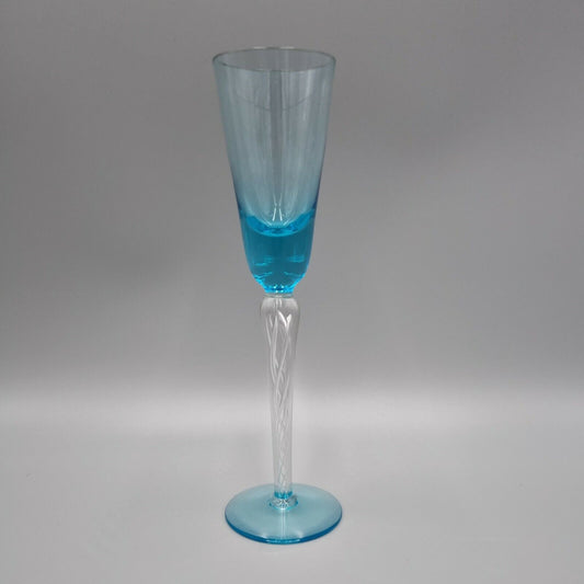 Stuart 'Iona' Air-Twist Ariel Light Blue Glass Cordial / Wine Glass. VGC