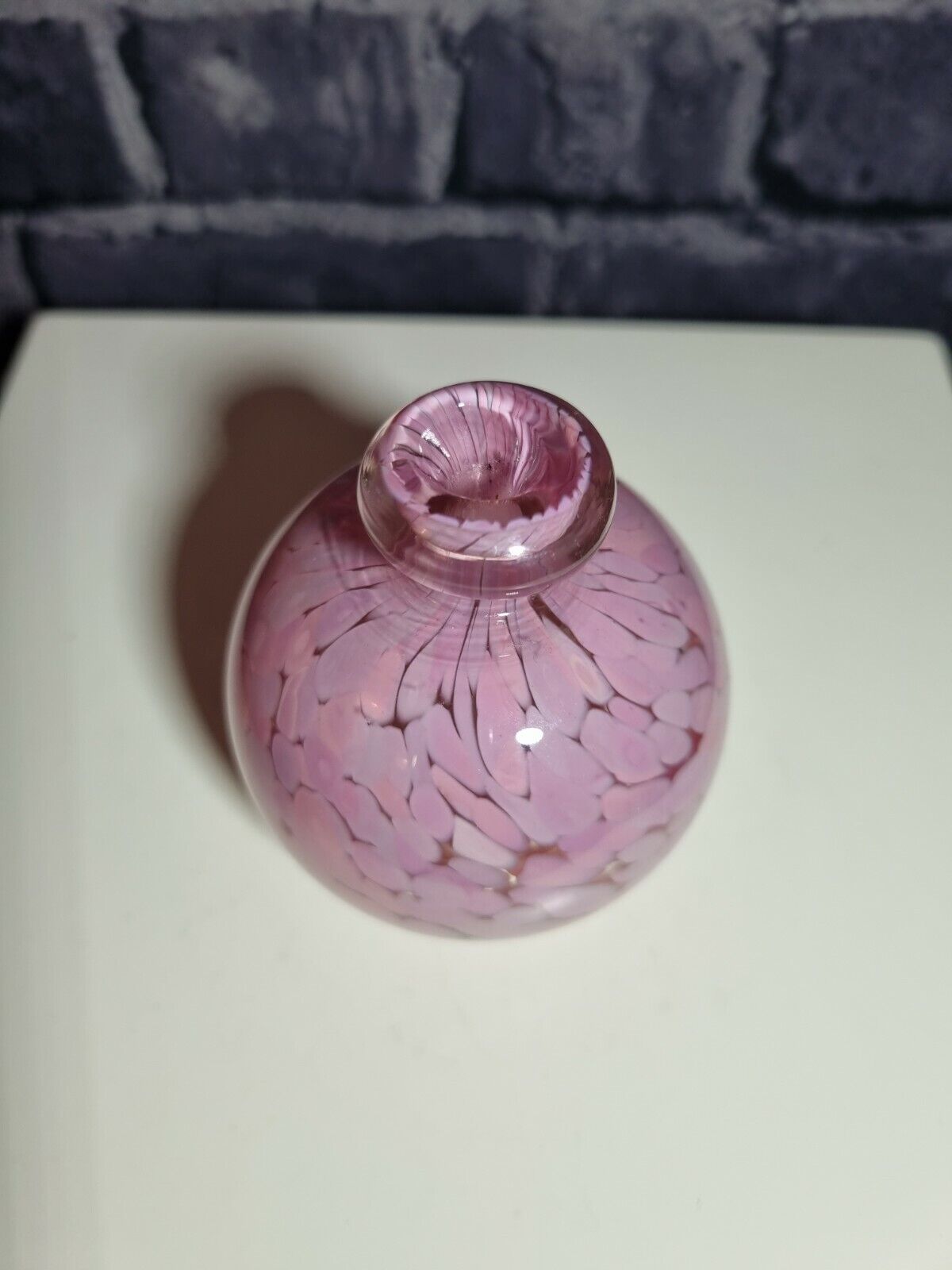 A Beautiful MDINA Hand Blown Pink Mottled Squat Small Scent Bottle Signed