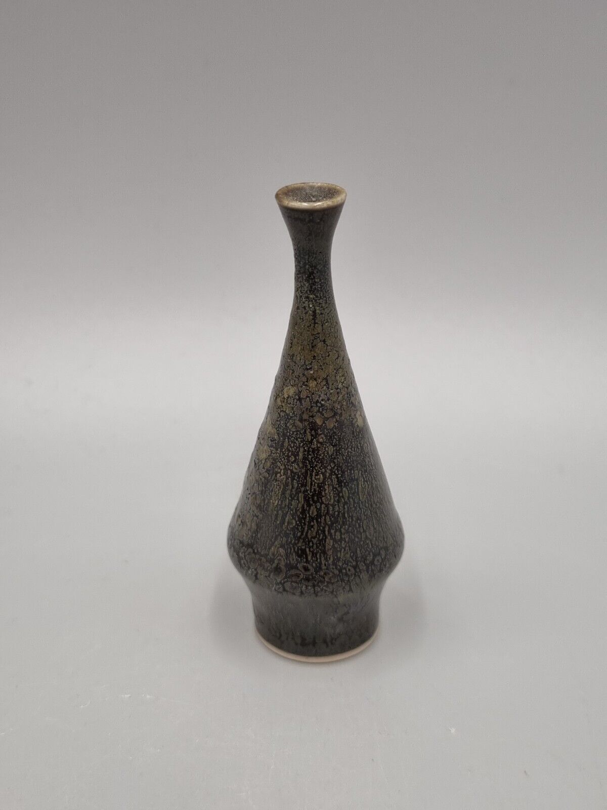 A Hoganas Pottery Swedish Miniature Footed Cone Vase, Scandinavian, MCM.