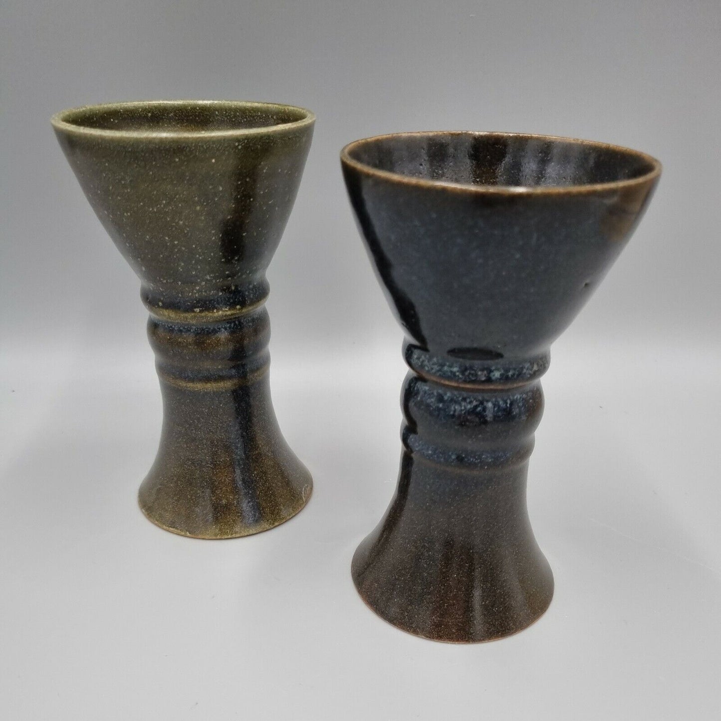 A Pair of Lodden Studio pottery Goblets, H - 15.5cm.