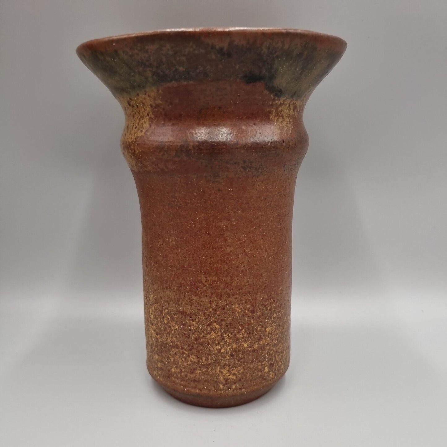 A Peter Lane Studio Pottery Flared Mouth Cylinder Vase, Incised Signature, VGC.