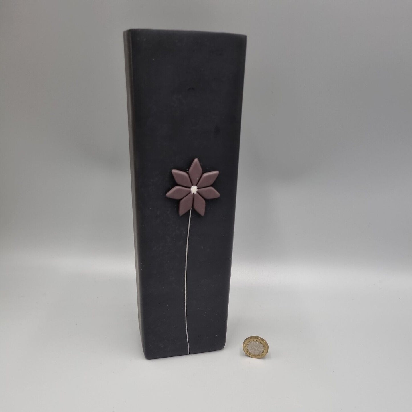 An Aled Jenkins Studio Welsh Slate Vase, Flower Decoration Motif, VGC.