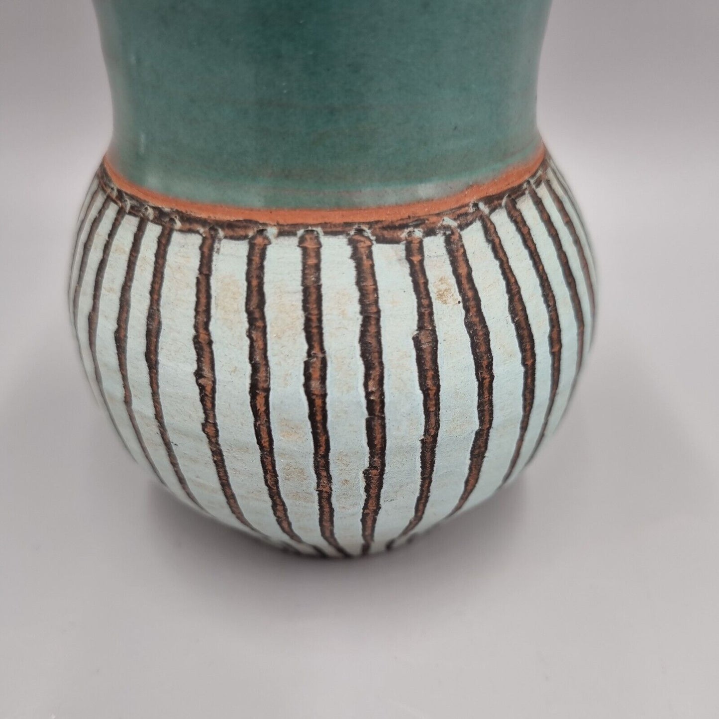 A Jackie Walton Studio Pottery Vase with Flared Mouth, Incised To Base.