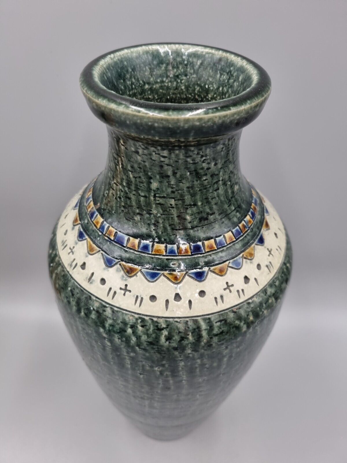 A Yngve Blixt for Hoganas Swedish MCM Ceramic Vase, Signed, H-33cm.