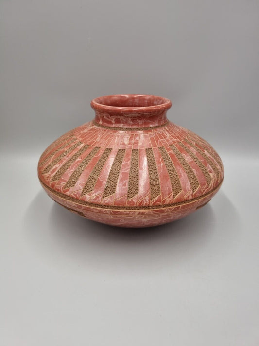 A Nicaraguan Art Pottery Carved Large Earthenware Vase By Paula Gutierrez.