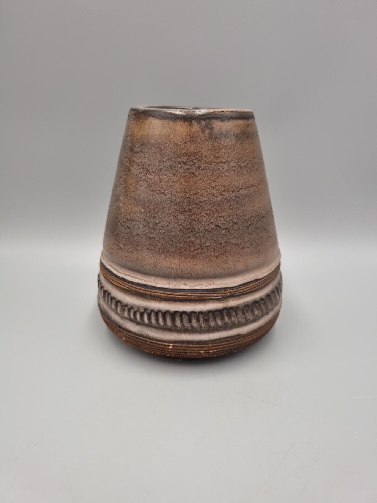 A Vintage Studio Ceramic 'Cone' Vase By Irma Yourstone, Signed, Swedish.