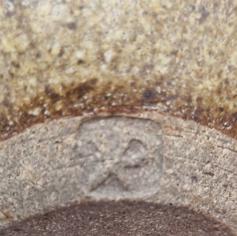 A Studio Pottery Bulb Vase, H = 9cm, Ankh Mark Impressed to base