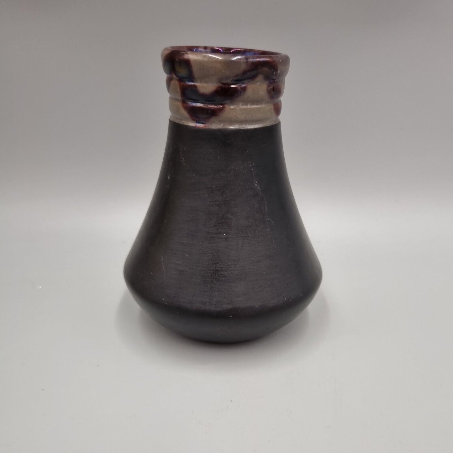 A Black Studio Pottery Conical Vase, Ampersand & Mark To The Base.