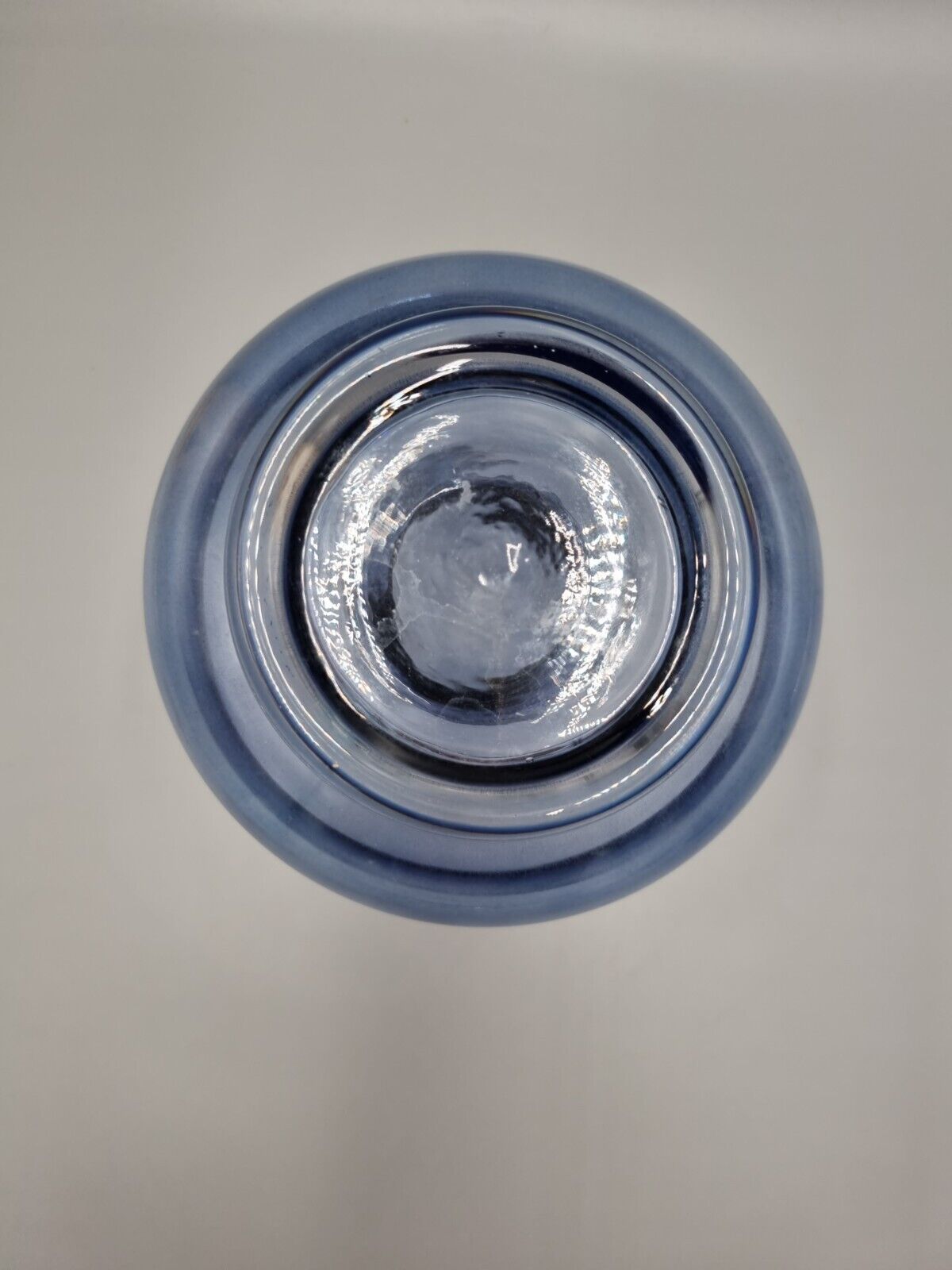 A Studio Art Glass Blue Hooped Vase, Scandinavian Style. Unmarked.