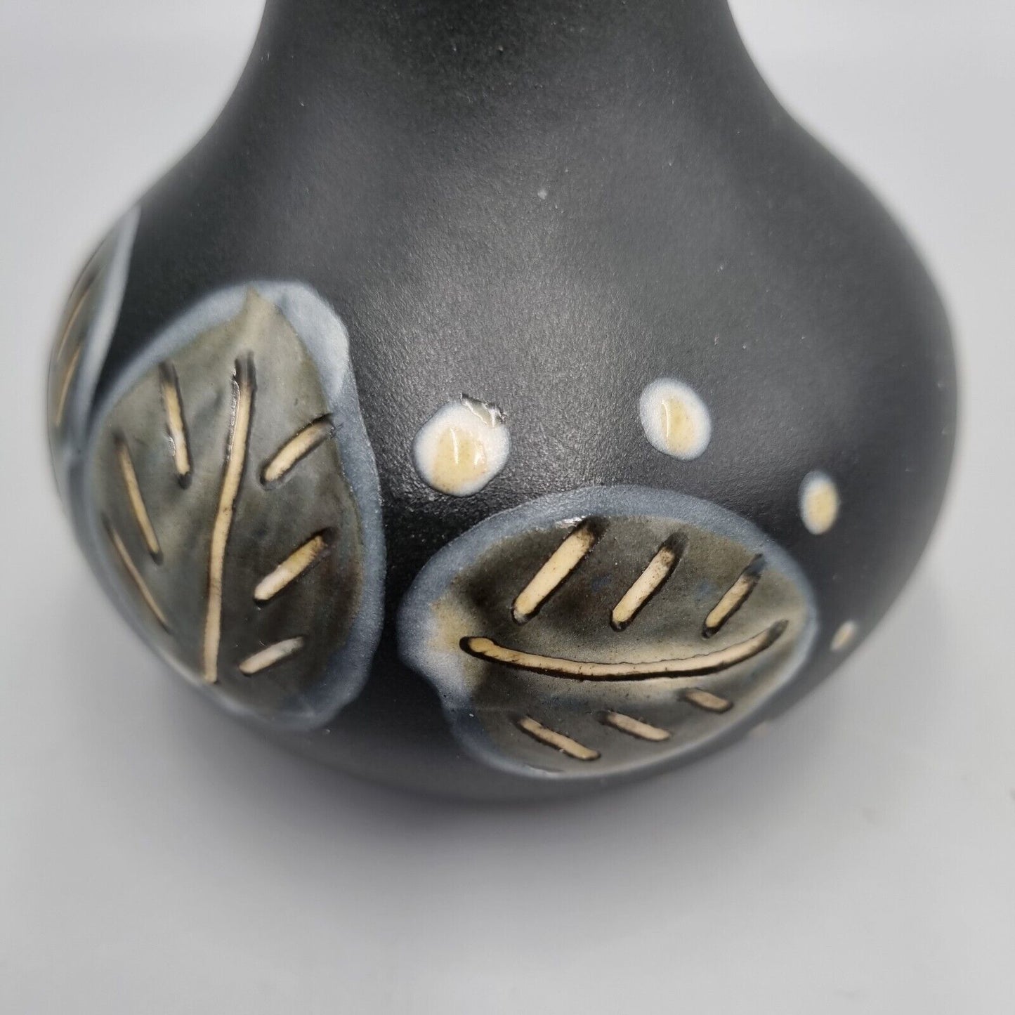 A Studio Pottery Vase, Moorecroft Style, Leaf Motif decoration, Makers mark