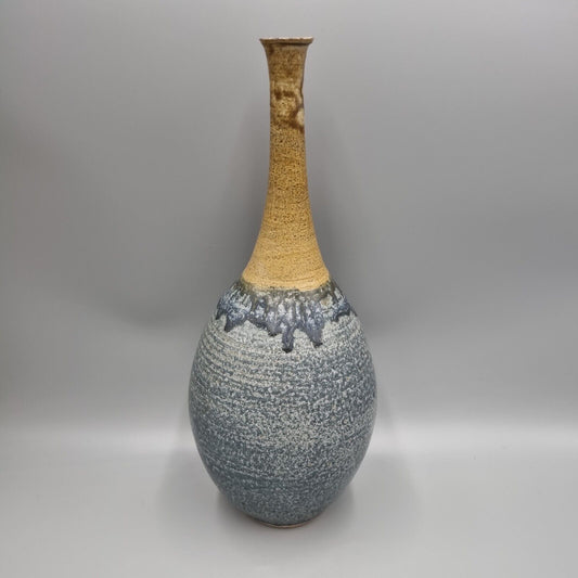 A Hookshouse Studio Pottery By Chris White, Tall Decorated Vase, VGC, Marked.