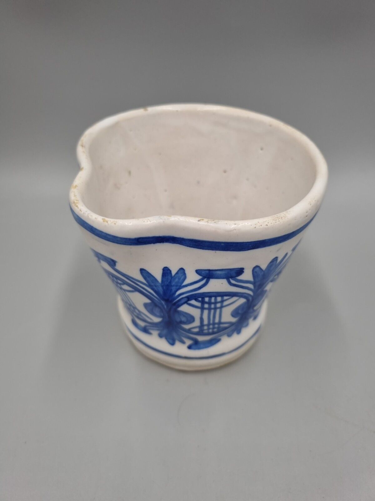 A Vintage Pottery Blue And White Jug / Creamer, Marked 'GM 37'.