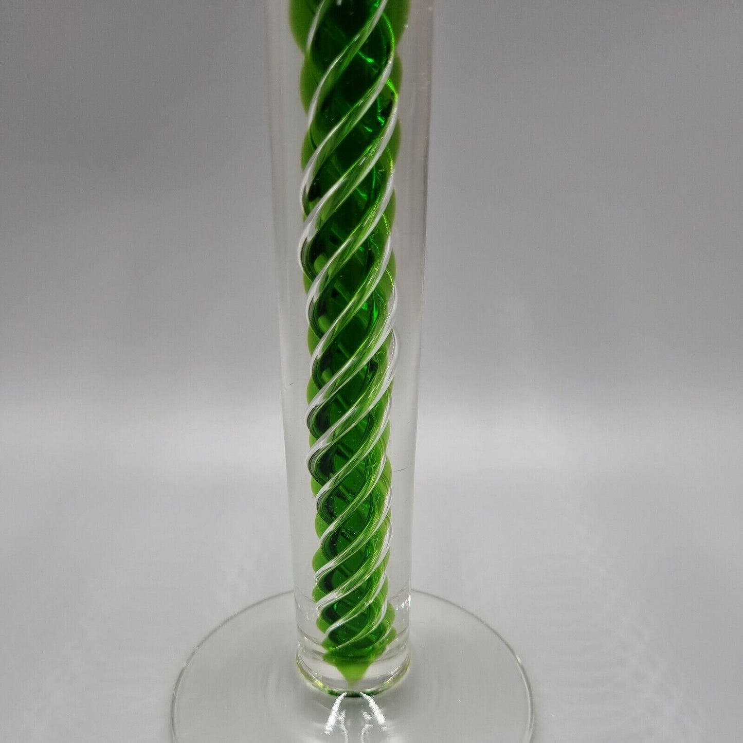 A Villeroy & Boch 'TOSCA' Green Spiral Glass - Tall Candle Stick Holder H - 22cm