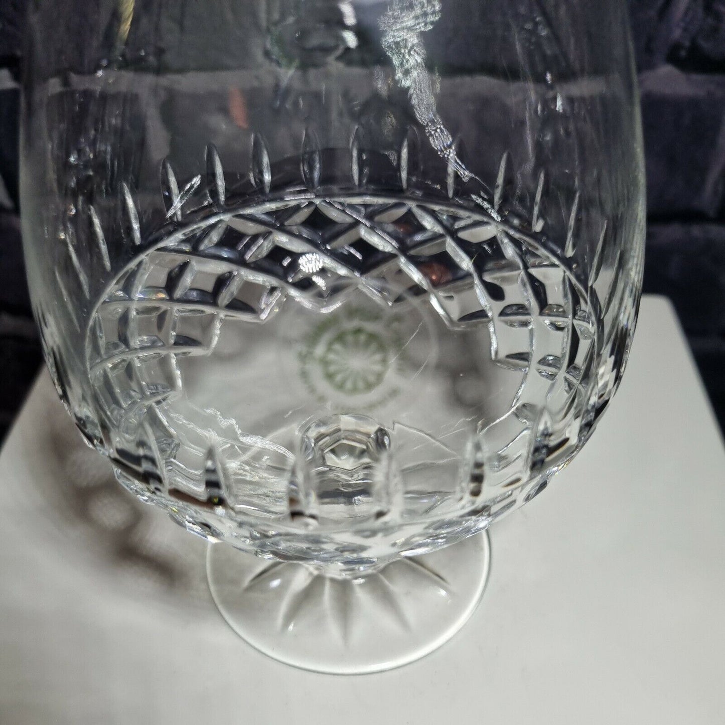 Galway Irish Crystal Brandy Glass Diamond Pattern H-13cm, VGC.