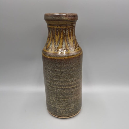 A Tall Glazed Studio Pottery Bottle Vase, VGC, Impressed Makers Mark.