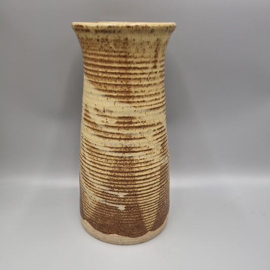 A Tall Studio Pottery Vase, Written 'FM' Monogram To The Base.