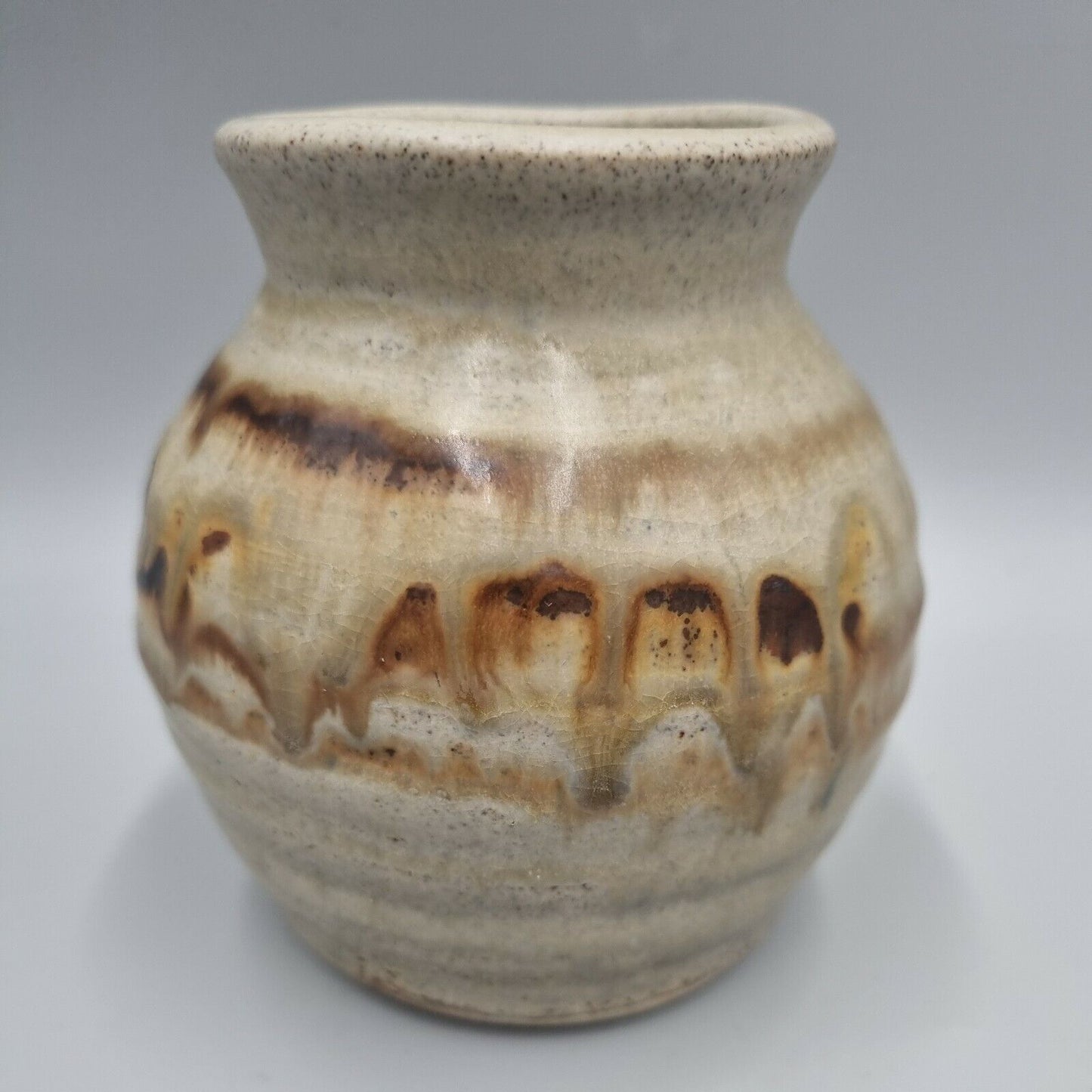 A Lovely Small Prickwillow Studio Pottery Squat Vase by M & D  Andrews