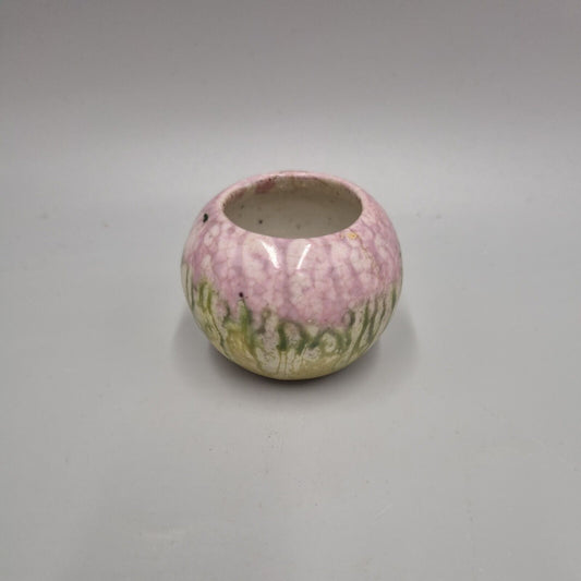 A Miniature Ball Vase Decorated in Purple And Green Lustre Glaze, VGC.