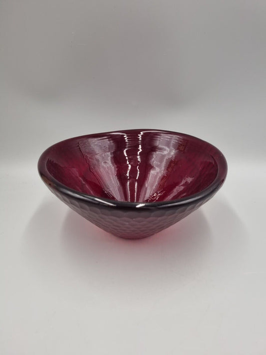 A Studio Glass Multi Faceted Red Bowl.