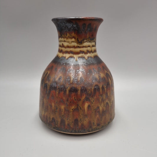 A Peter Lane Studio Pottery Squat Vase, Incised Signature, VGC.