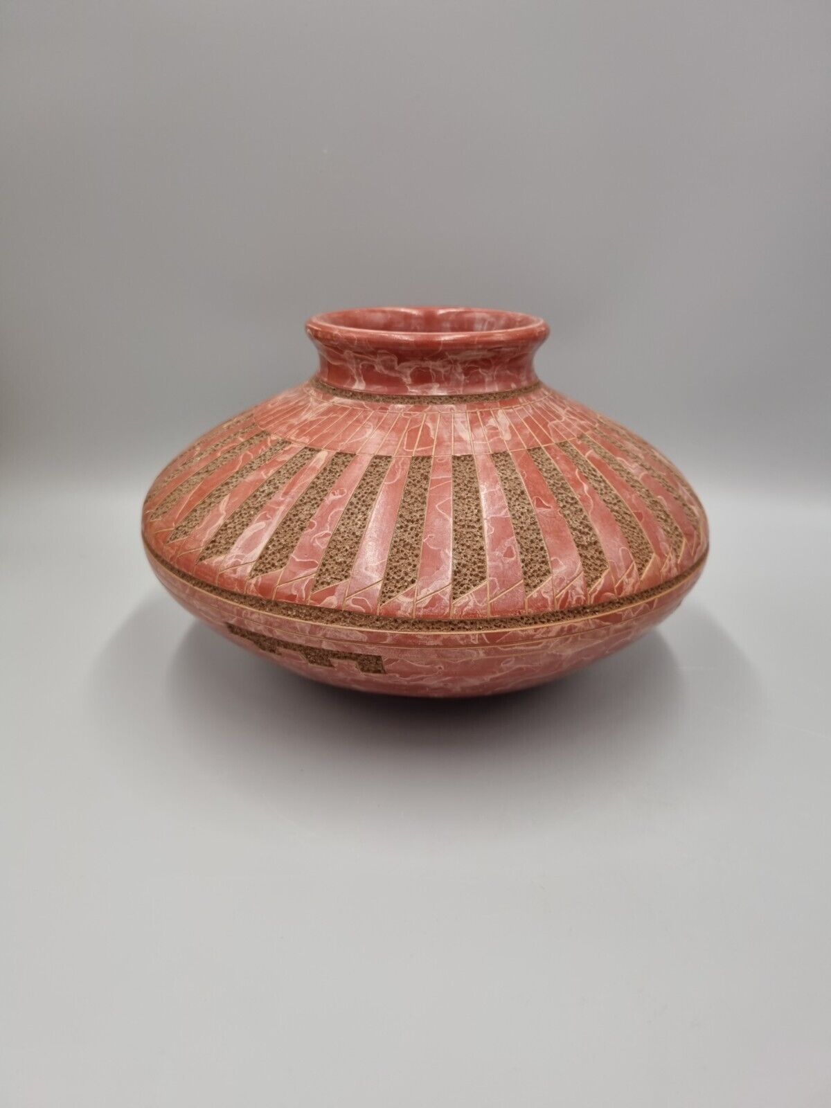 A Nicaraguan Art Pottery Carved Large Earthenware Vase By Paula Gutierrez.