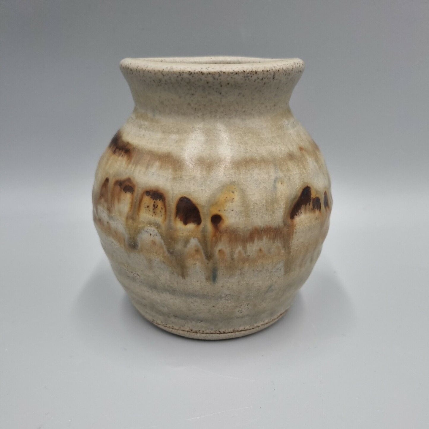 A Lovely Small Prickwillow Studio Pottery Squat Vase by M & D  Andrews