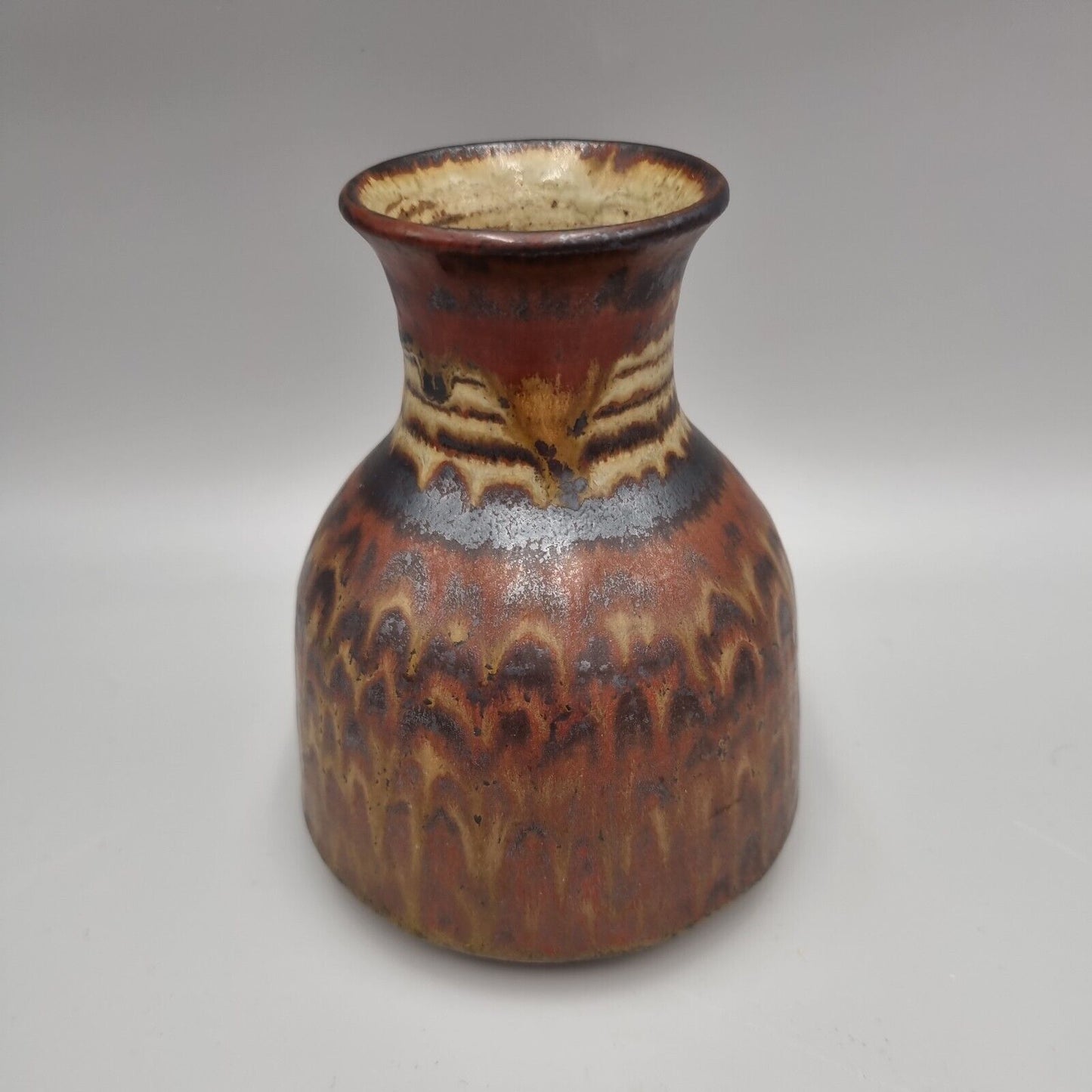 A Peter Lane Studio Pottery Squat Vase, Incised Signature, VGC.