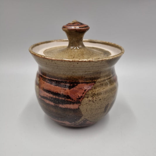 A Richard Champion, Monkleigh Pottery Studio Lidded Pot. VGC.