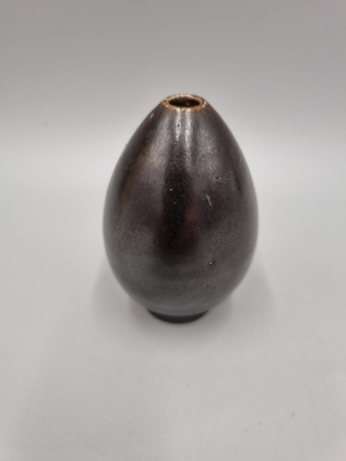 A Hoganas Pottery Swedish Miniature Footed Ovoid Vase, Scandinavian, MCM.