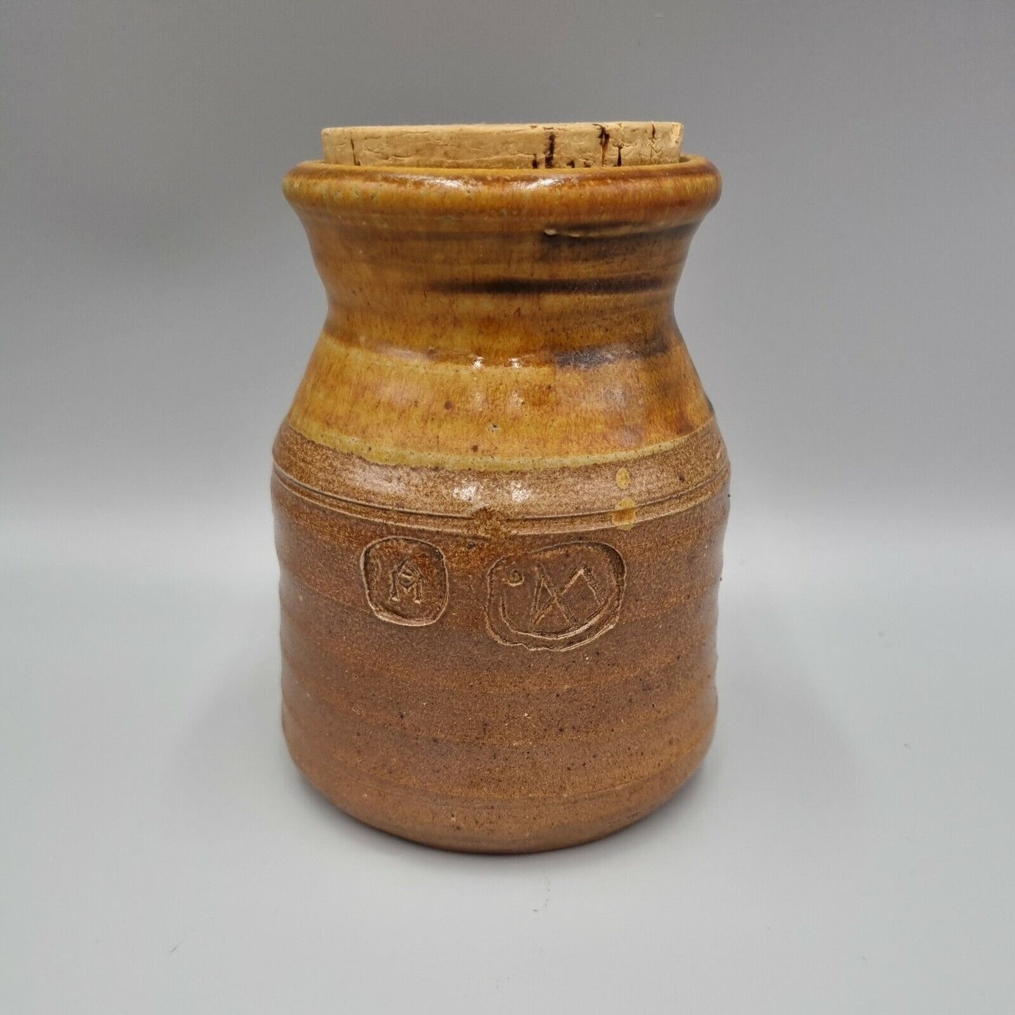 An Anthony Morris Studio Pottery Stoneware Storage Jar (corked). Signed. VGC.