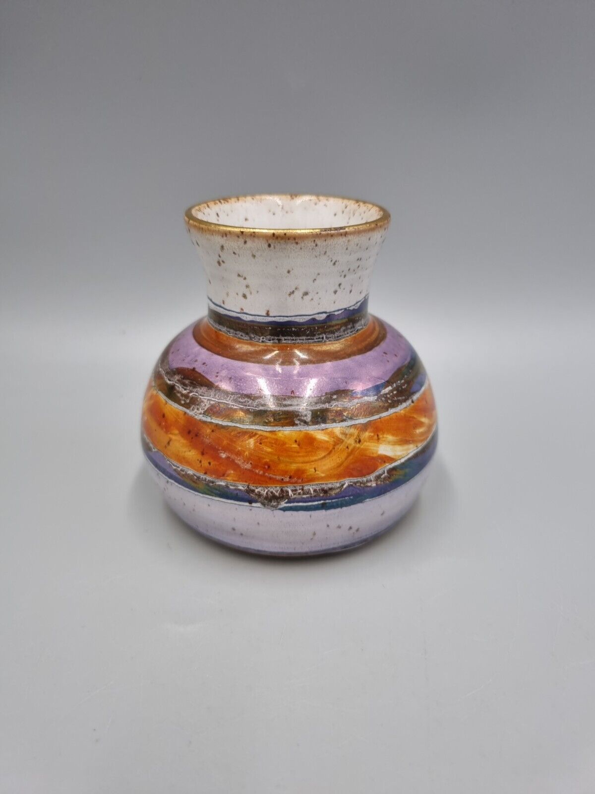 A Studio Pottery Bulb Lustre Vase Signed To Base.