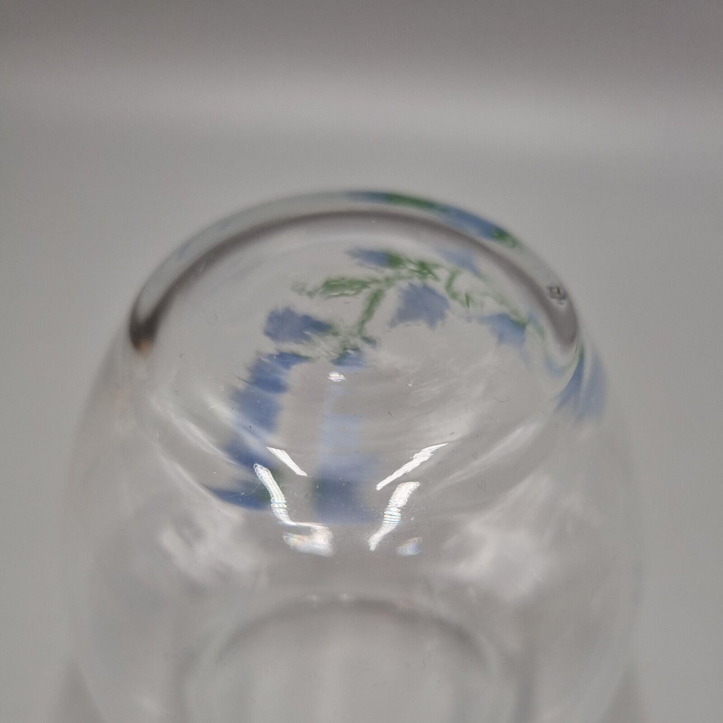 A Vintage Small Glass Vase Signed Jackie Lynd 1987, Sweden, Flowers.