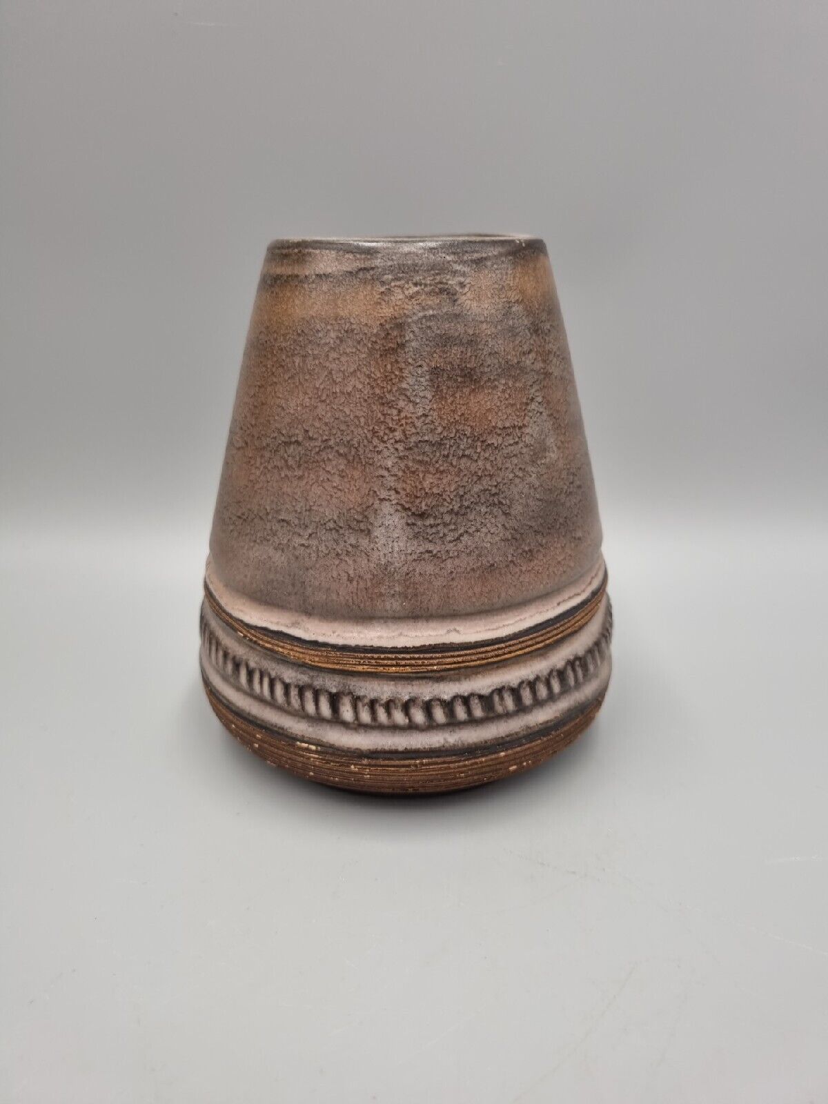 A Vintage Studio Ceramic 'Cone' Vase By Irma Yourstone, Signed, Swedish.