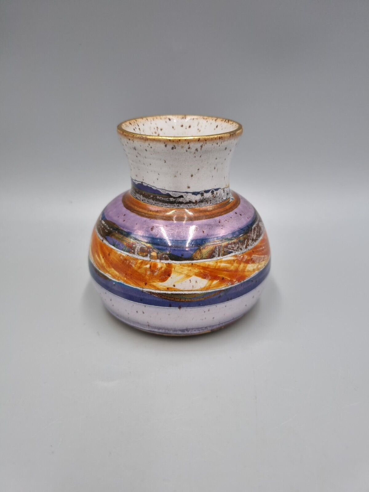 A Studio Pottery Bulb Lustre Vase Signed To Base.