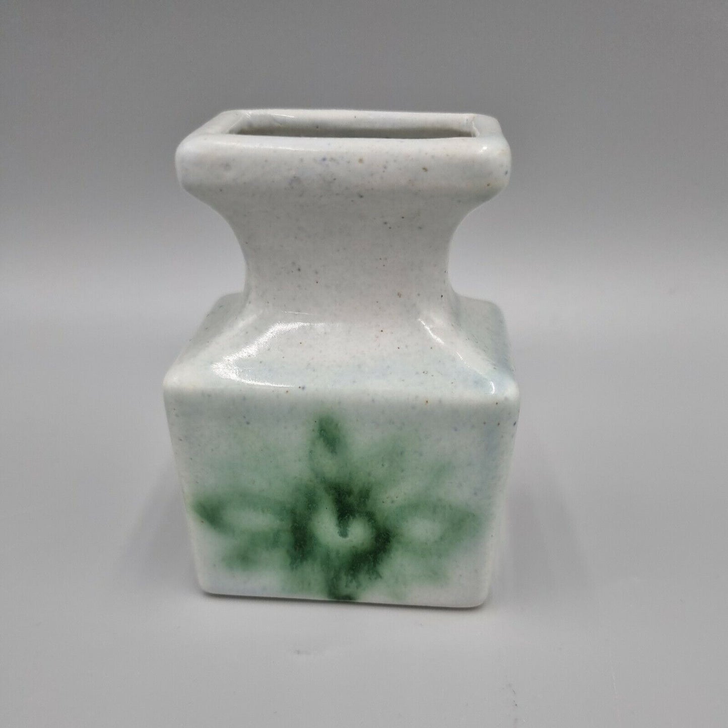 A Small Ceramic Posy Vase, Square, Abstract, Very Good Condition.