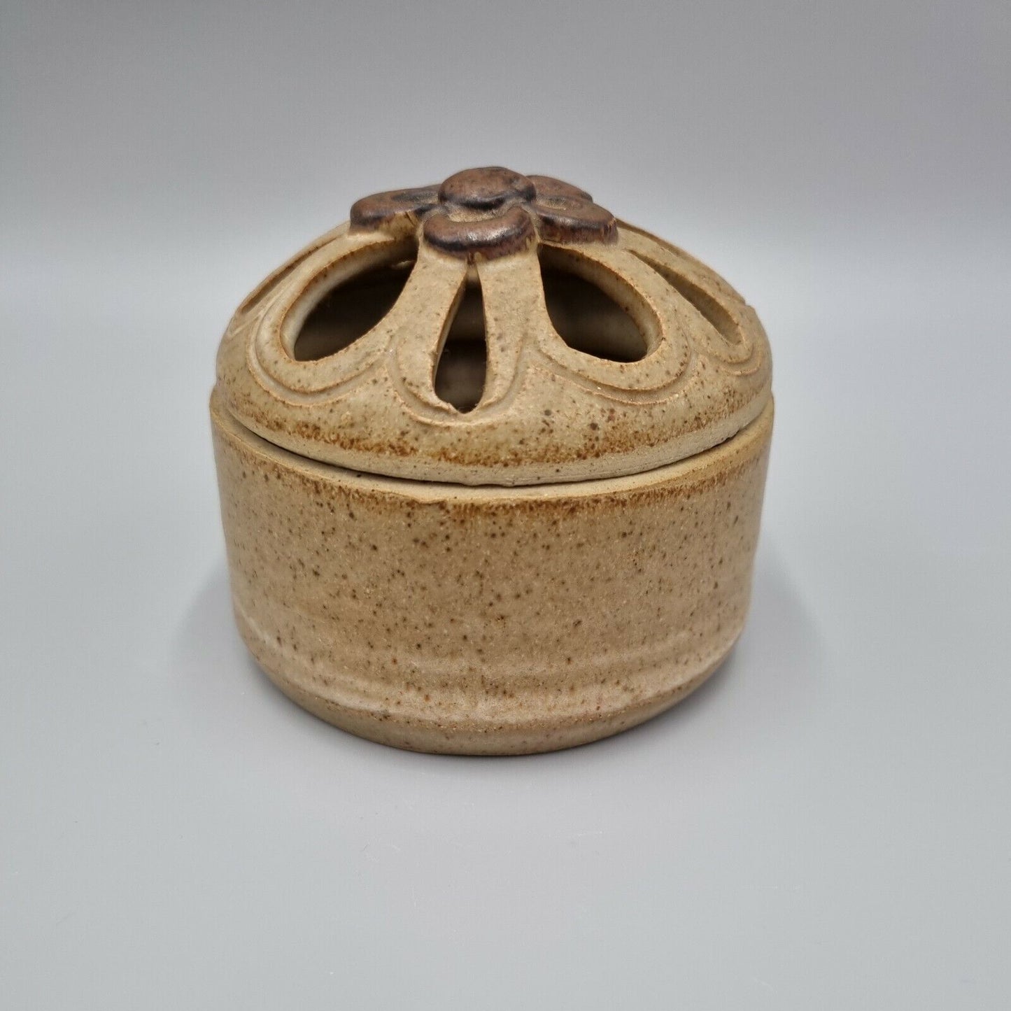 Studio Pottery Small Lidded Potpourri Bowl, Marked 'SM' to the Base.